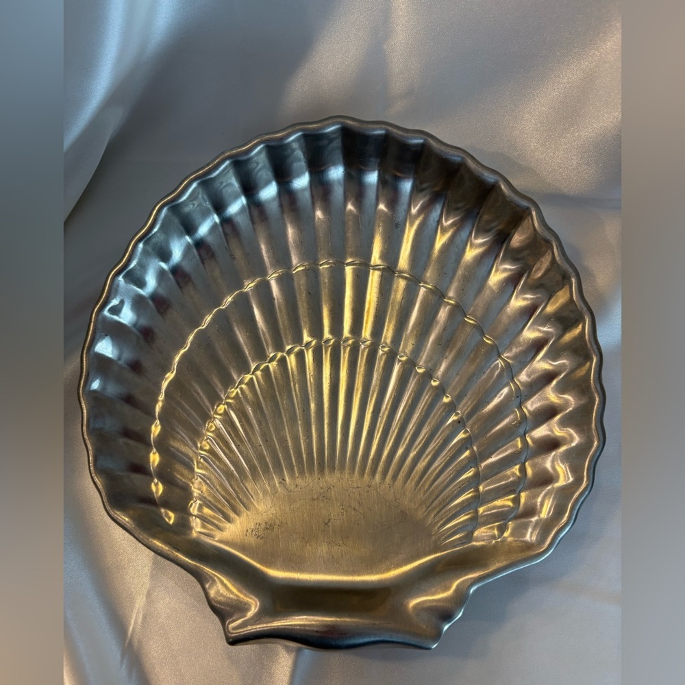 Gorham Pewter Shell Serving Tray - Shiny Silver Finish
